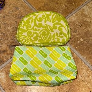 Clinique Makeup Cosmetic Skincare Travel Zippered Bag Pouch Case SET OF 2 GREEN